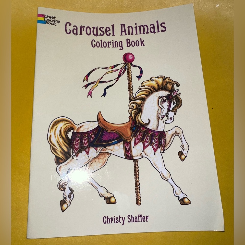 Carousel Animal COLORING BOOK 25+ pages Christy Shaffer rare find from 1999